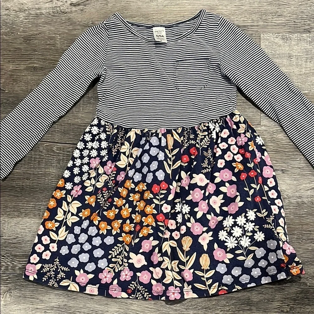 Floral Striped Kids Dress